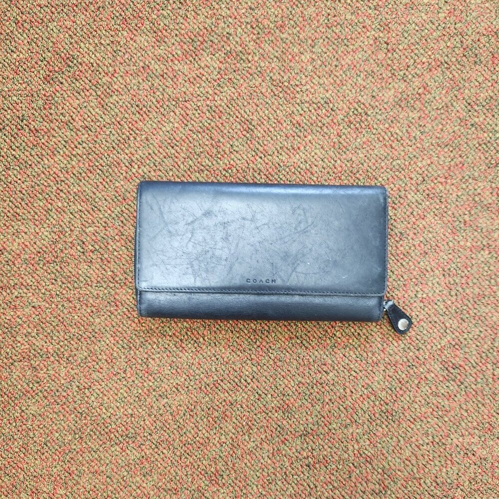 Vintage Black Trifold Coach Wallet